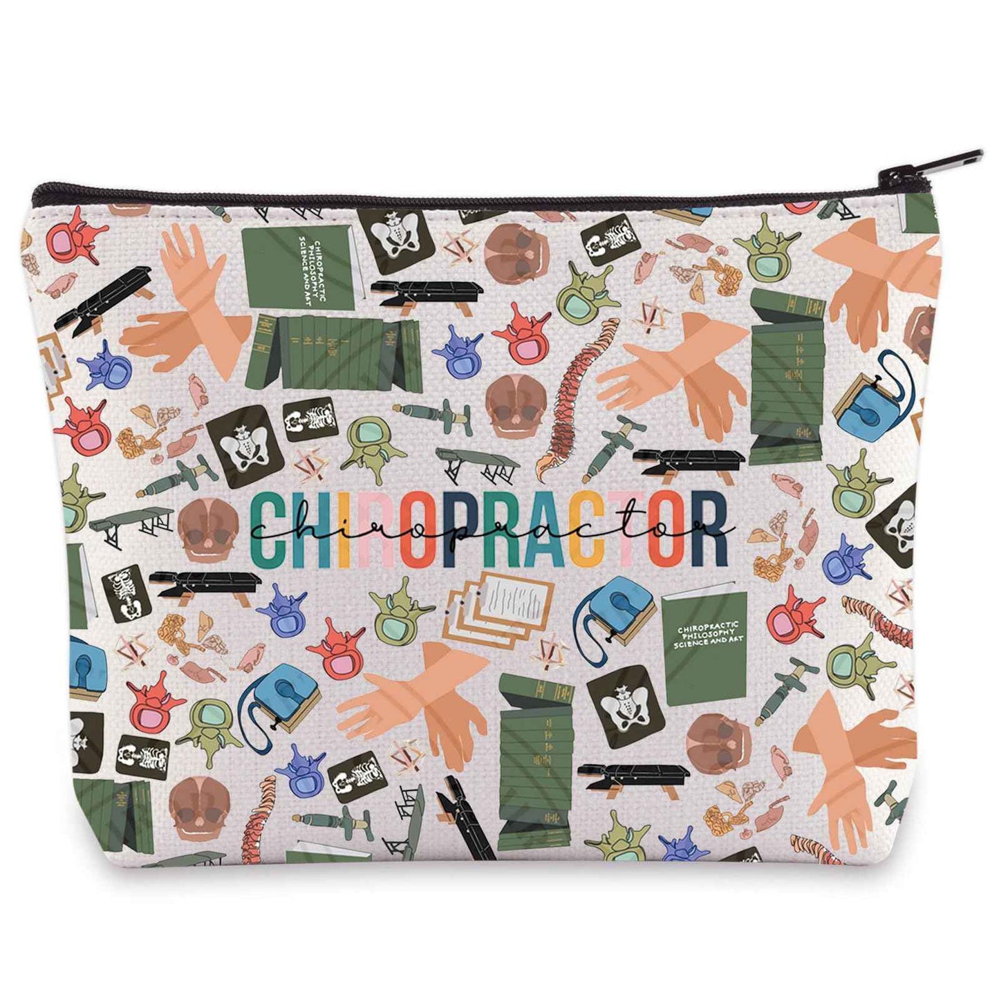 WZMPA Chiropractor Cosmetic Bag - Chiropractic Assistant Gifts Makeup Zipper Pouch for Merchandise