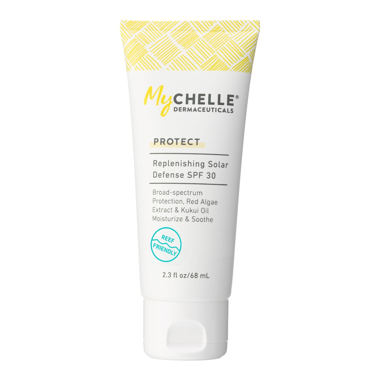 MyCHELLE Dermaceuticals Solar Defense SPF 30 (2.3 Fl Oz) - Moisturizing Reef Safe Sunscreen with Red Algae Extract and Kukui Oil - Travel Size Zinc Sunscreen for Face and Body