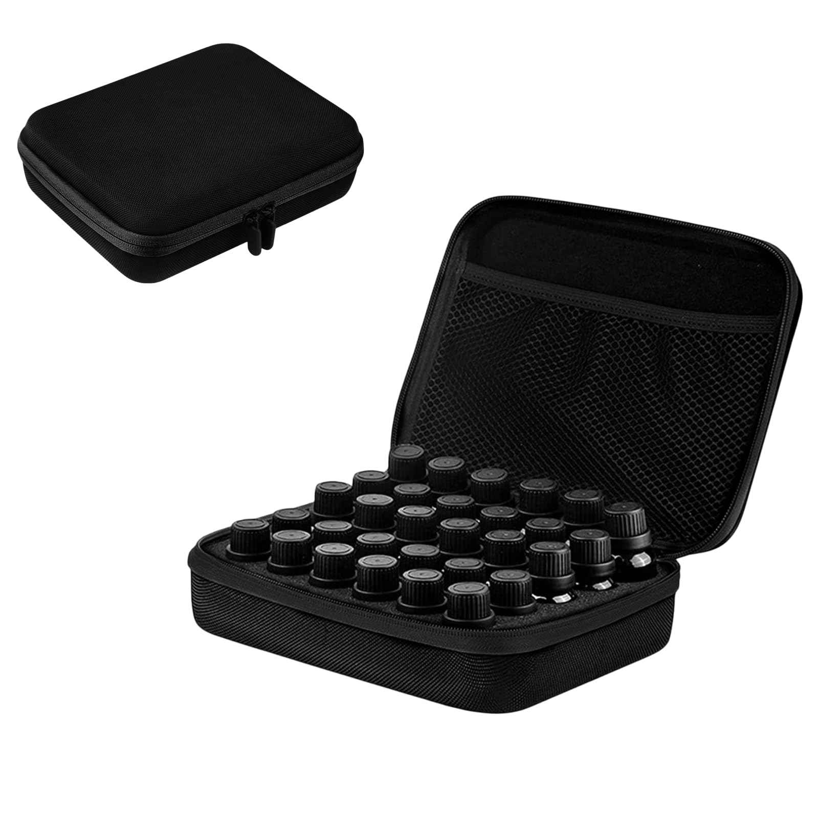 BLIRITEL EVA Essential Oils Organizer, 30 Bottles Hard Shell Essential Oil Storage Carrying Case, Essential Oils Boxes Holds 30 Bottles with 5ml,10ml,15ml (Black)