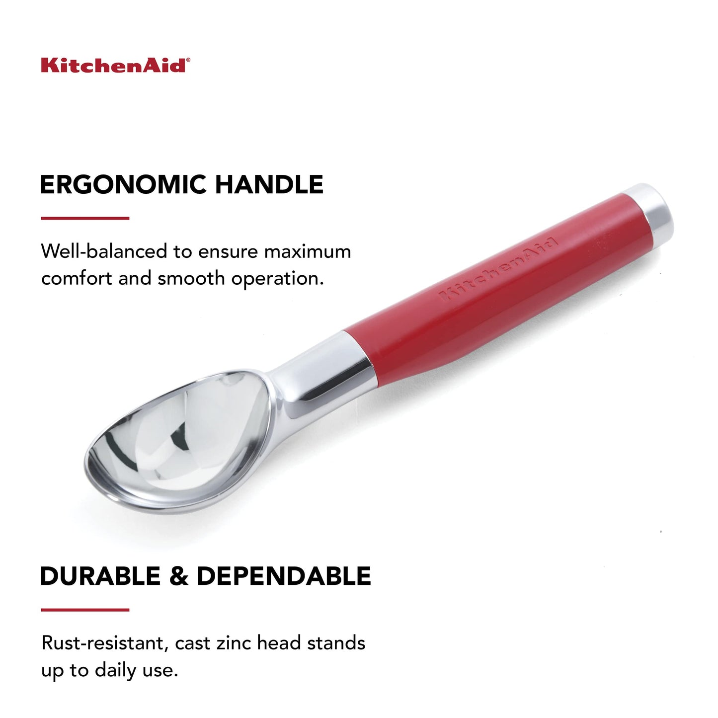 KitchenAid Classic Multifunction Can Opener, Bottle Opener, 8.34-Inch & Classic Ice Cream Scoop, Red 2