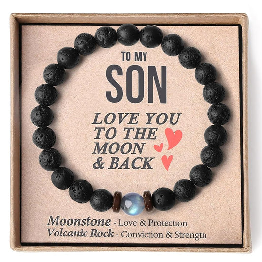 BIKBOK Son Bracelet from Mom,Graduation Teenage Boys Gifts Ideas Men 13 14 16 18 Year Old, Cool Bracelets Son Gifts Christmas Valentines Easter Basket Stocking Stuffers for Teens (SON)