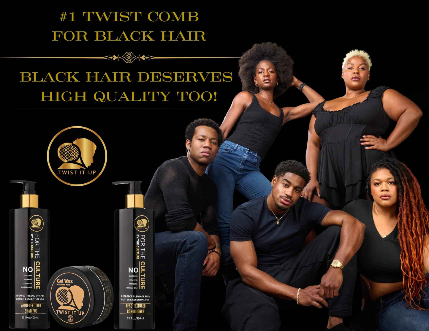 Twist It Up New Gold Standard Shampoo & Conditioner Set, Over 20 Natural Ingredients, Sulfate & Paraben-Free, Silicone-Free, Moisturizing, Hydrating, for Afro-Textured Hair