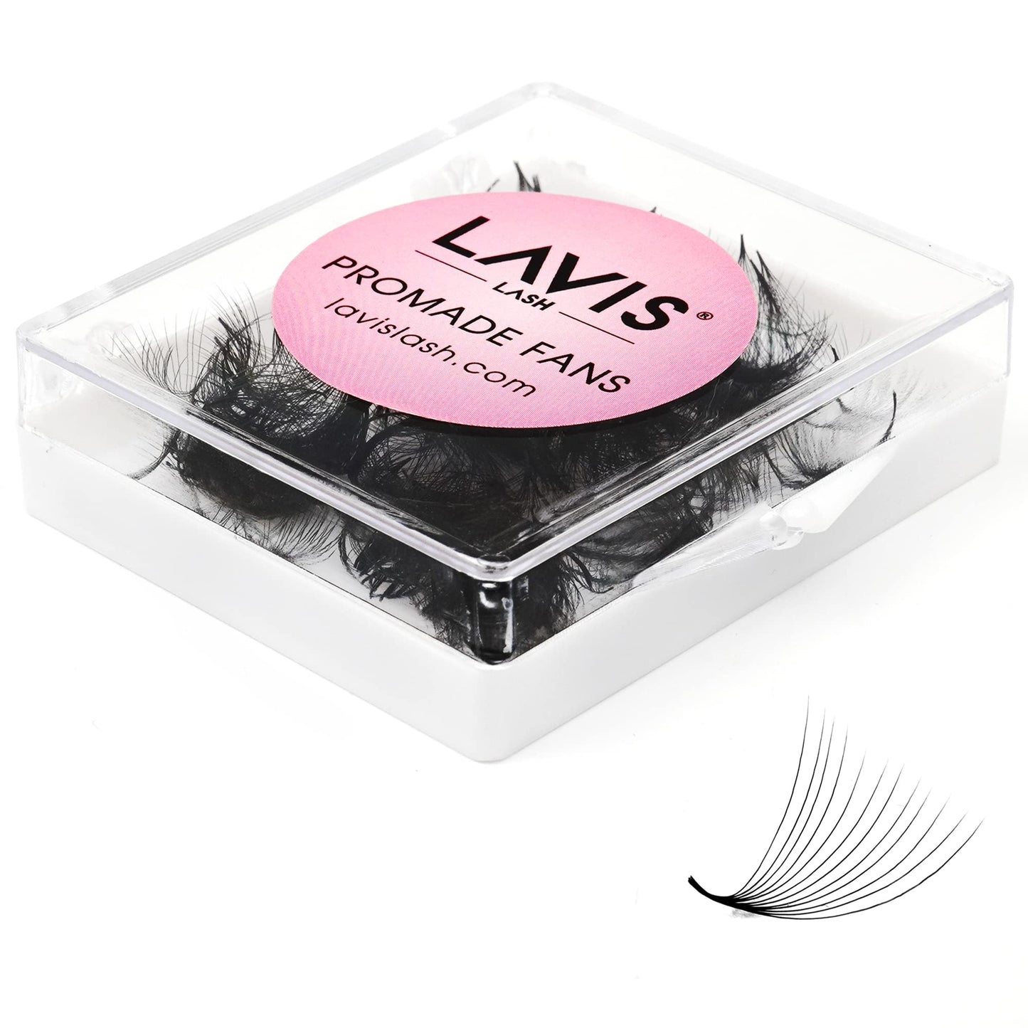 LAVISLASH 500 Promade Fans Eyelash Extension | Handmade Loose Volume Lash | Mutiple Options 3D-8D/10D/12D/14D/16D Fans | 0.03/0.05/0.07mm Thickness | C/CC/D Curl | 8-16mm Length(12D-0.03-D-16mm)