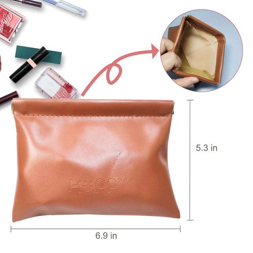 EAZINUJKY 5-Pack Auto-Closure PU Makeup Bags, Mini Portable Cosmetic Organizer with Snap Top, Travel Coin Purse & Lipstick Pouch for Women