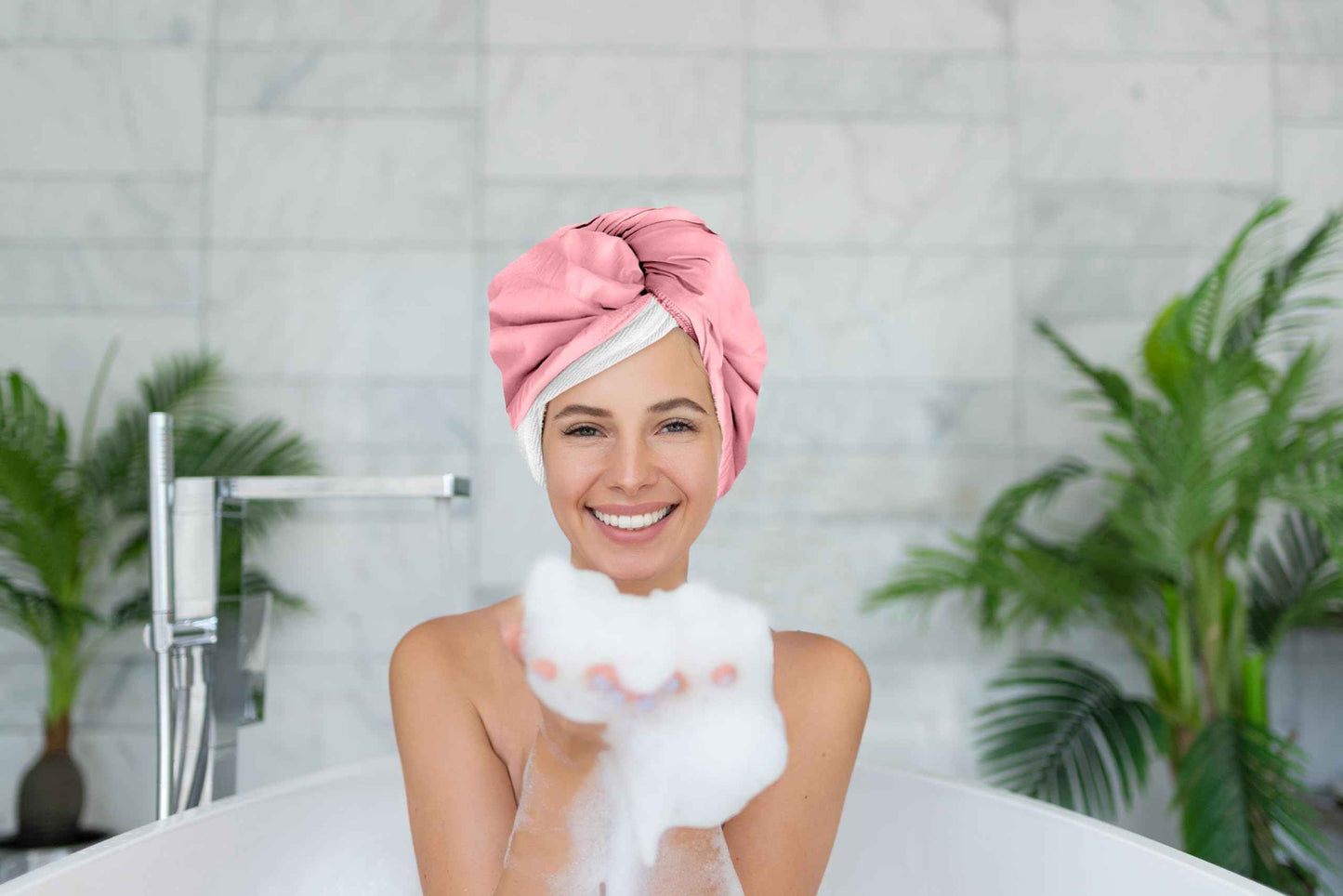 The Cap Wrap, Shower Cap and Hair Towel in One (Coral)