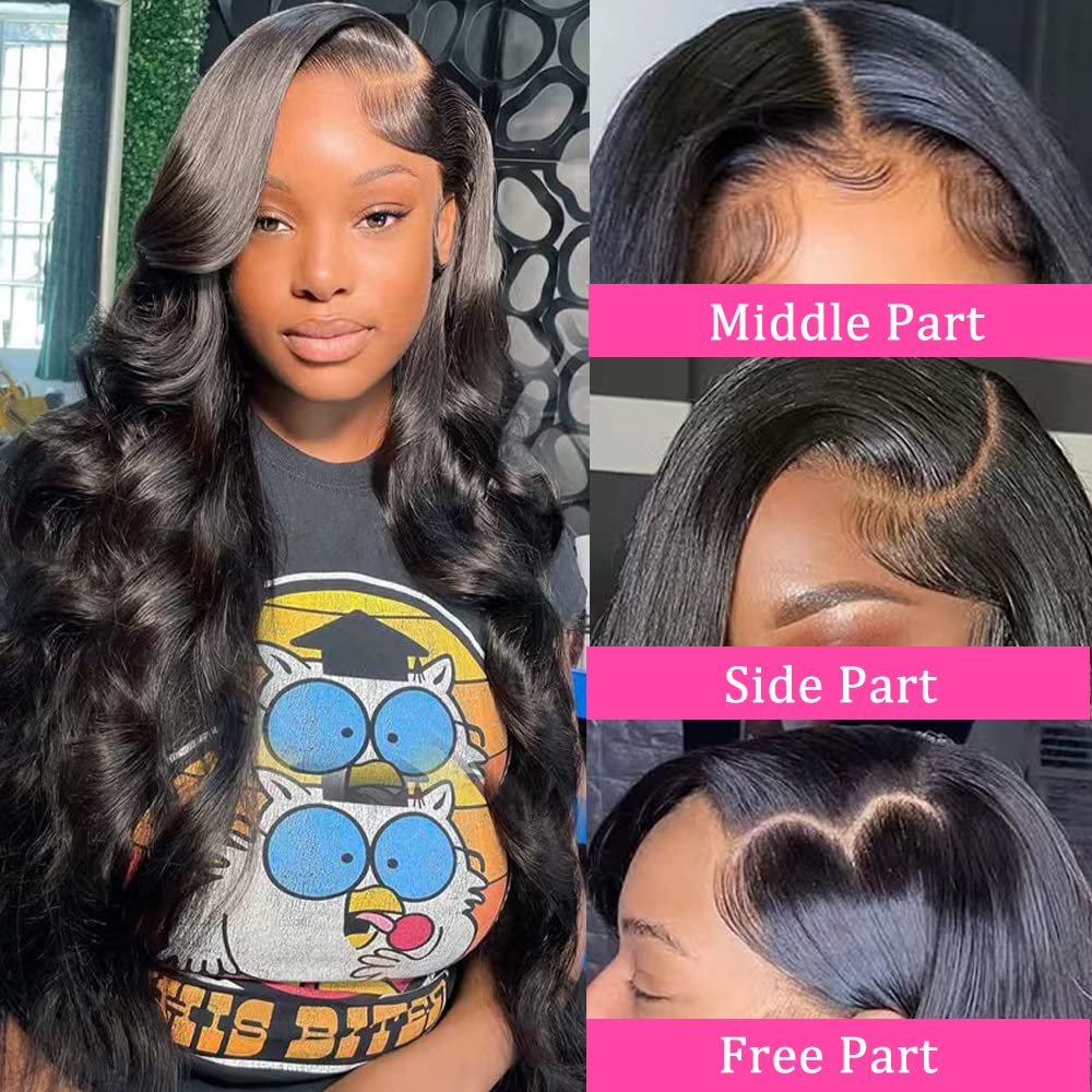 YELHADU Body Wave Lace Front Wigs Human Hair Pre Plucked 13x4 HD Lace Frontal Wigs Human Hair 180 Density Natural Black Wigs for Women Human Hair Lace Front Wig with Baby Hair Glueless 22 Inch