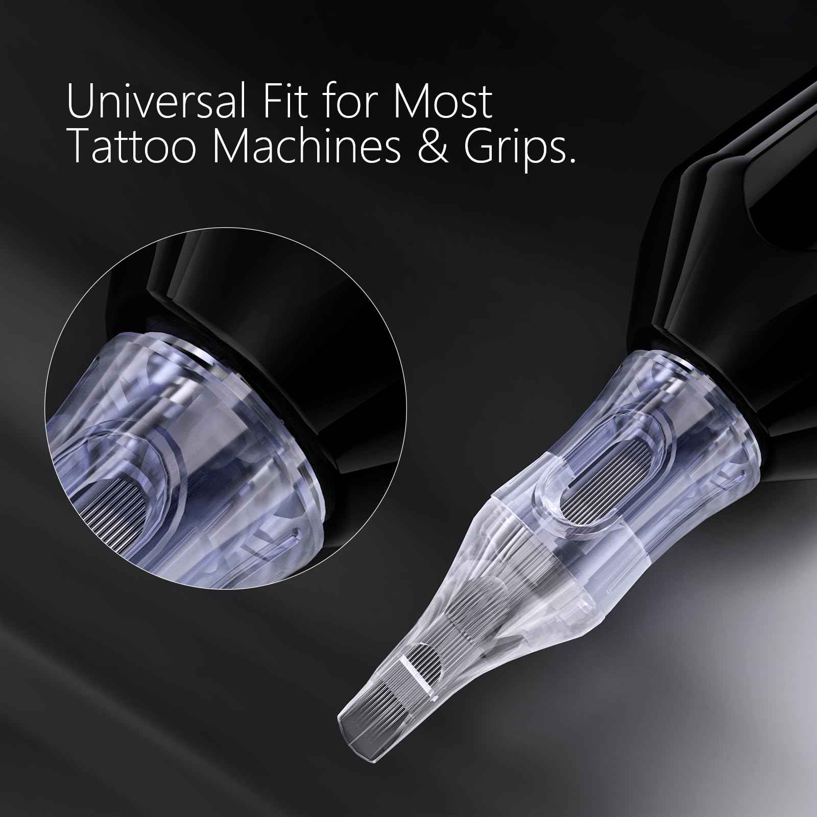 BRONC Assorted Tattoo Cartridge Needles 50pcs Mixed Tattoo Needle Cartridges Round Liner 0.35mm #12 Standard RL (3RL 5RL 7RL 9RL 11RL) for Rotary Tattoo Machine