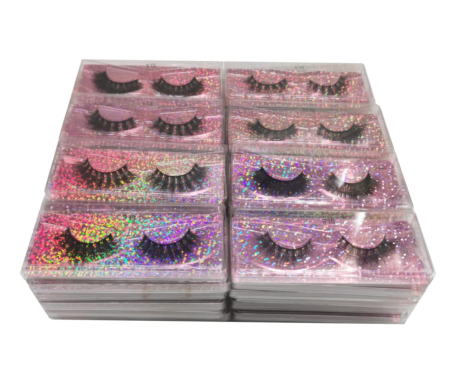 Ellazzle 30 Pairs Faux Mink Eyelashes Wholesale Lashes Pack, Lashes Natural Look 16mm-20mm False Eyelashes Pink