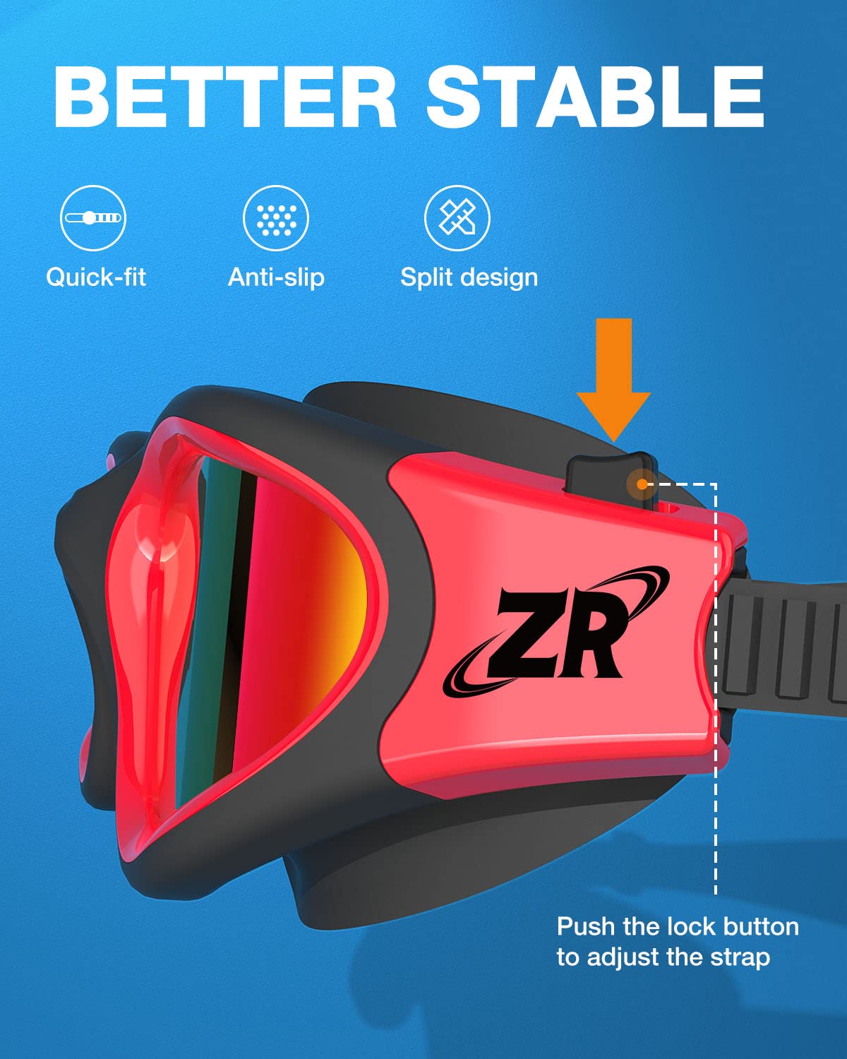 ZIONOR Swim Goggles, G1 Polarized Swimming Goggles UV Protection Leakproof Anti-fog Adjustable Strap for Adult Men Women (Polarized Mirror Red Lens)