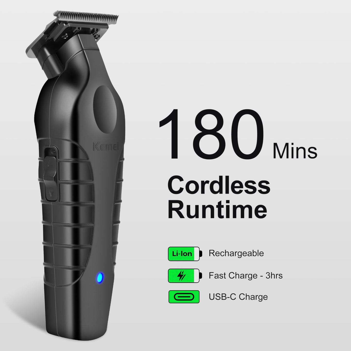 KEMEI Hair Trimmer for Men, Professional Hair Clippers Cordless Beard Trimmers for Barbers T Blade Zero Gap Trimmer KM-2299 with 2299 Replacement Blade.