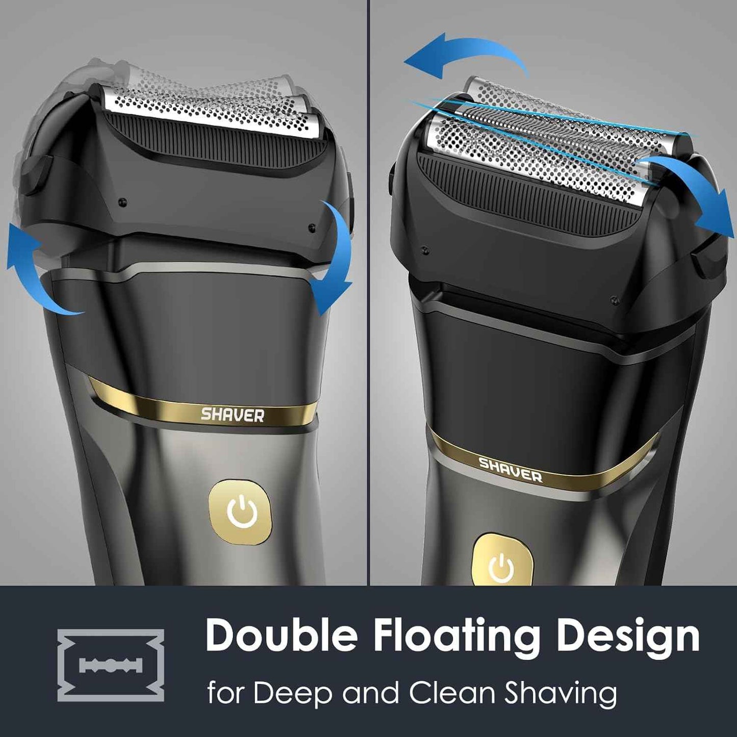 Electric Razor for Men Face, Electric Shavers for Men, Cordless Rechargeable Waterproof Foil Shaver with LED Display for Beard Trimming（Black）