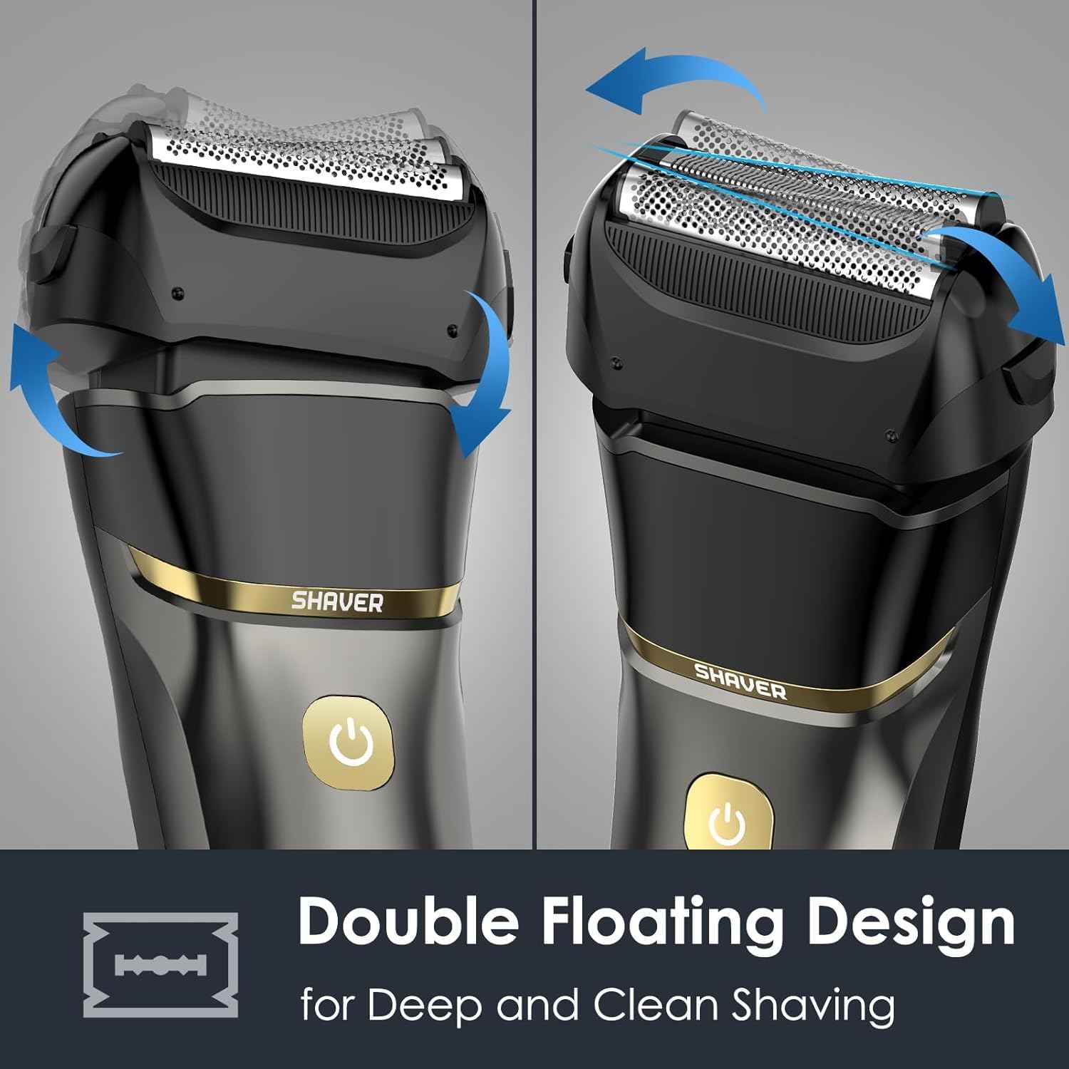 Electric Razor for Men Face, Electric Shavers for Men, Cordless Rechargeable Waterproof Foil Shaver with LED Display for Beard Trimming（Black）