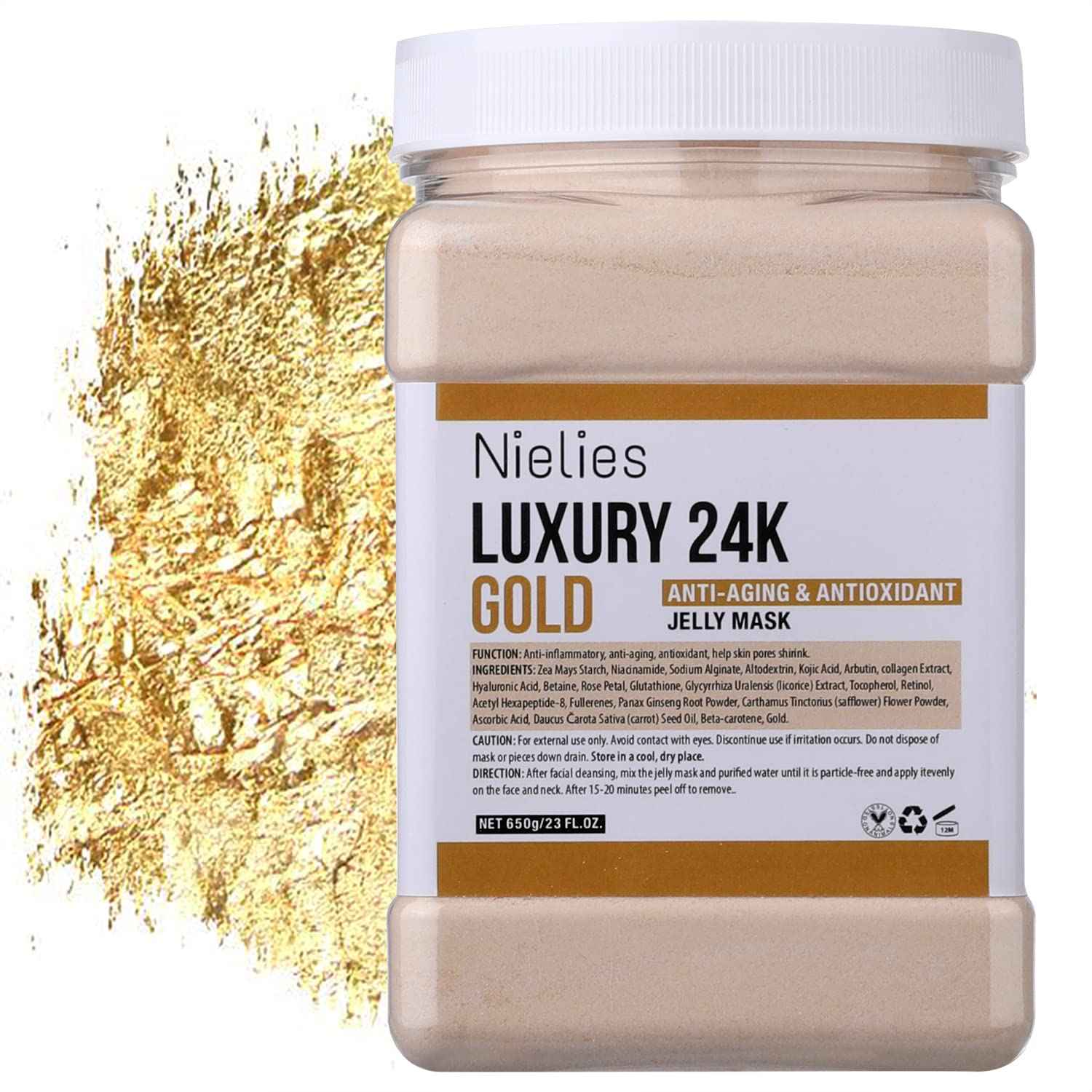 Nielies Jelly Face Mask For Facials | Bundle of 24K Gold & Vampire+ Hyaluronic Acid Hydrating And Brightening HydroJelly Masks | Vajacial