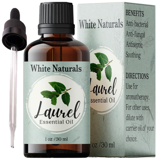 White Naturals Organic Laurel Leaf Essential Oil, 100% Pure Therapeutic Grade Undiluted Natural/Homeopathic Aromatherapy Scented Bay Essential Oil for Diffuser, Vegan Cruelty-Free 1 oz