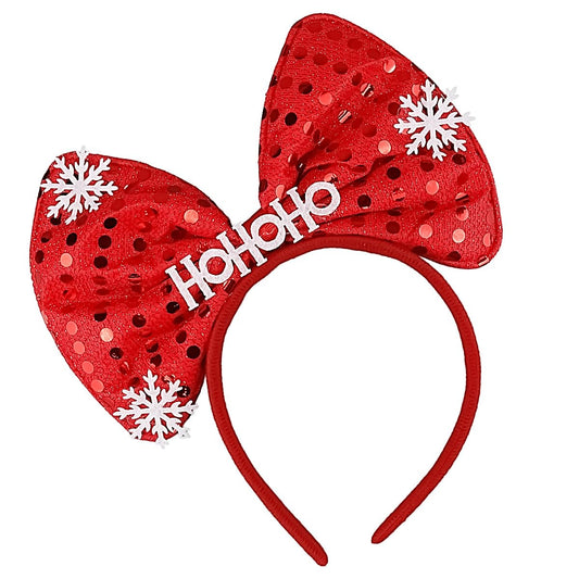 Christmas Bow Headband Red Sequin Bow Hair Hoop Cute Big Bows Hair Band Winter Xmas Headbands Holiday Party Gifts Hair Accessory For Women And Kids