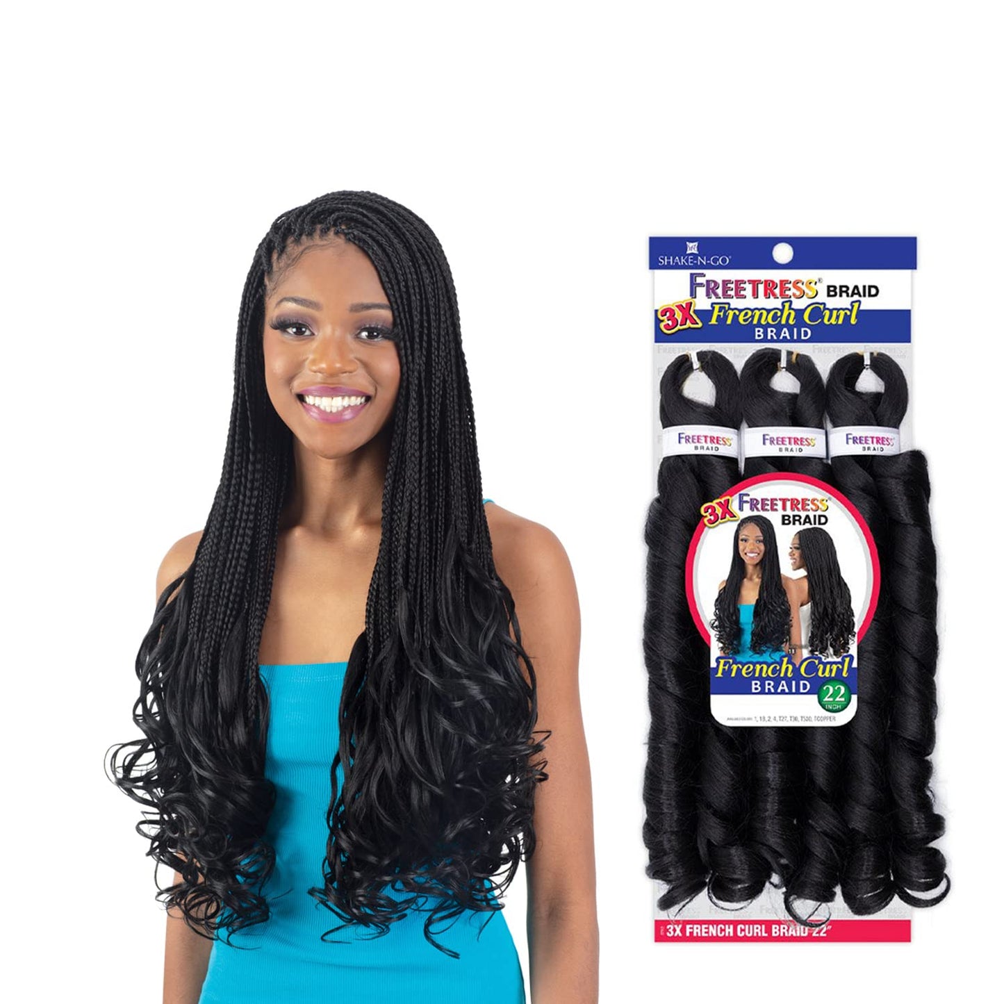 FreeTress Crochet Braids 3X French Curl 22" (pack of 3, 2)