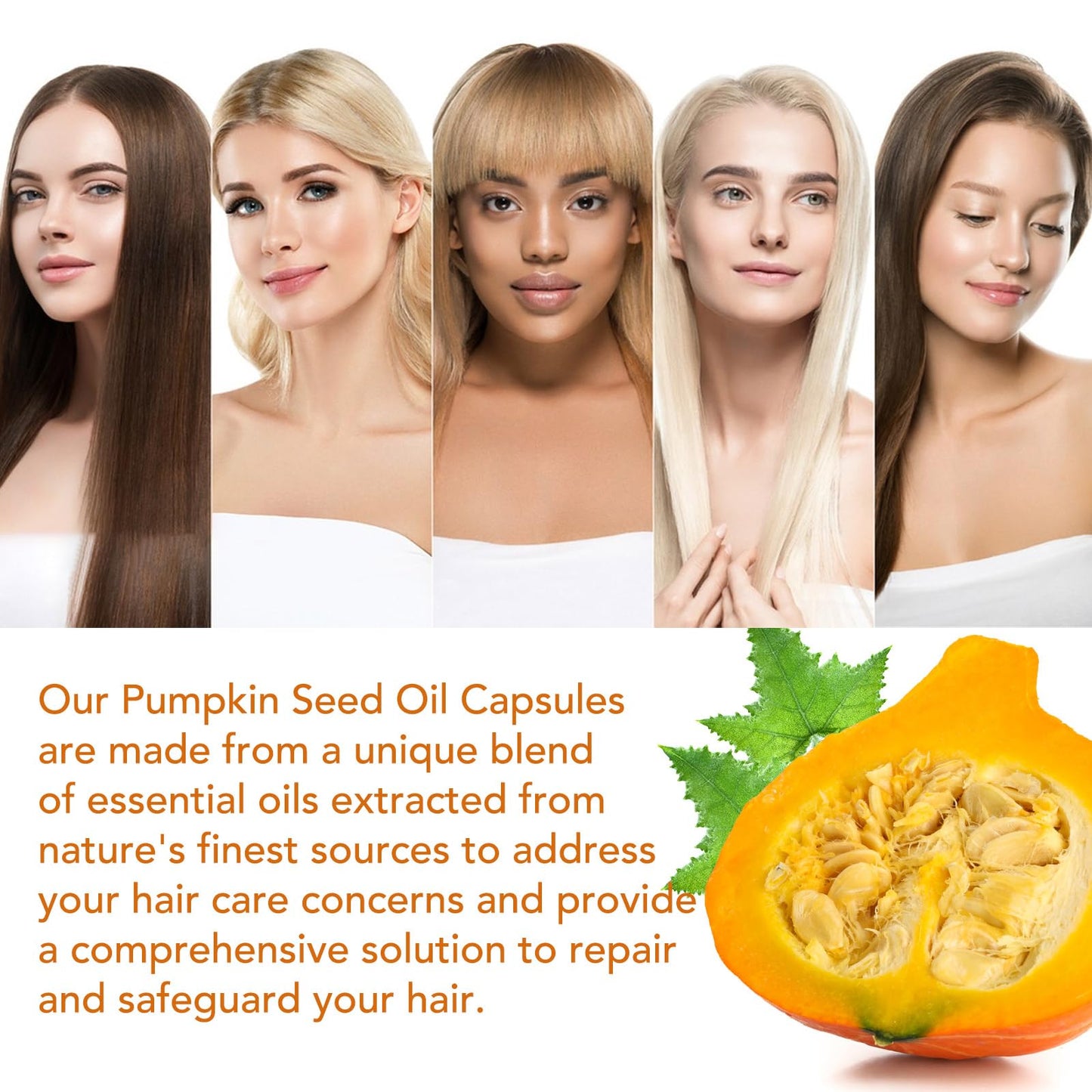 PEDSCBG Pumpkin Seed Oil Capsules for Hair - Cold Pressed, Rich in Antioxidants and Vitamins E A C B, Repairs and Strengthens Hair, Leaves Hair Hydrated, Smooth, Voluminous and Shiny (Pumpkin Seed)