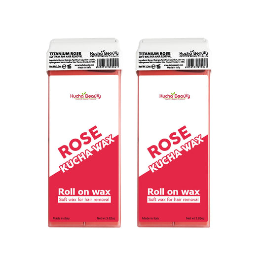 Kucha Beauty Wax Rose Roll On Wax, Hair Removal Wax Cartridge, Depilatory Wax Roller Refill for legs & arms 100ml, Red, 3.52 Ounce Pink rose (Pack of 2)