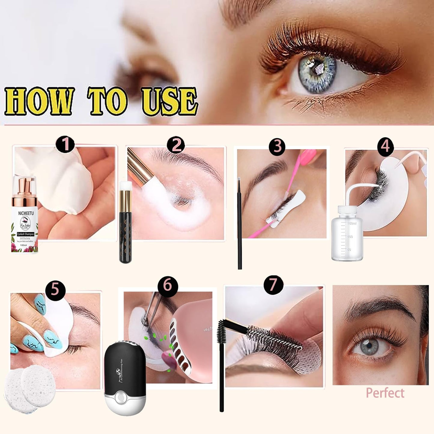 Eyelash Extension Practice Kit with Mannequin Head, Lashes, Glue, Remover, Tweezers and Brush for Beginners