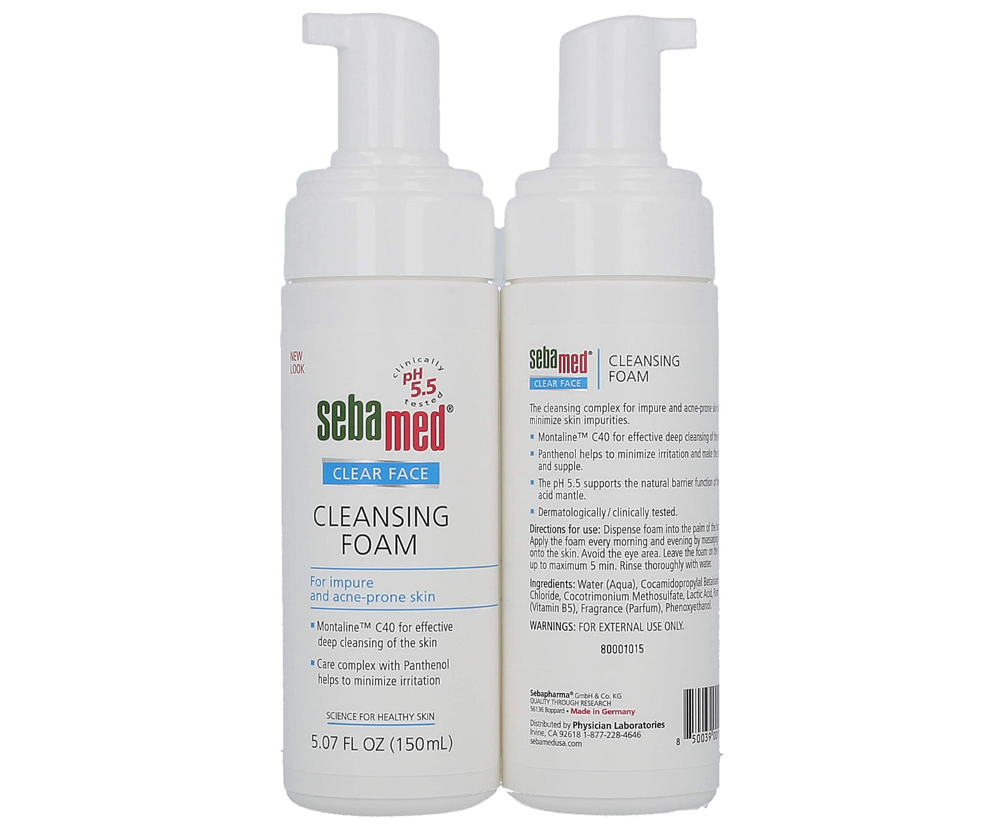 Sebamed Clear Face Cleansing Foam Gentle Face Wash for Impure Oily and Acne-prone Skin 5.07 Fluid Ounces (Pack of 2)