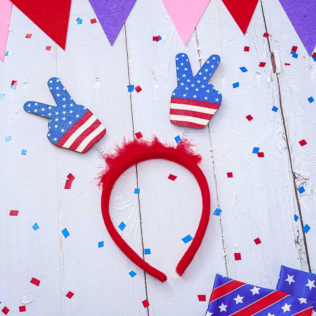 Aceorna 4th of July Headbands Stars Patriotic Head Boppers Independence Day Head Band for Women and Girls (Style E)