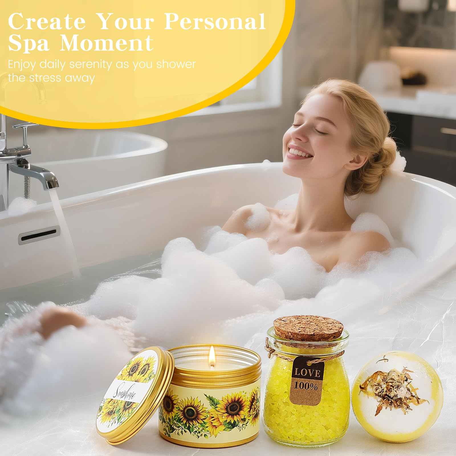 Christmas Gifts for Women, 10pcs Self-Care Package, Relaxation Spa Gift Basket for Mom Wife Grandma Daughter Friends Sister, Birthday Sunshine Gift Box Idea for Women Who Have Everything