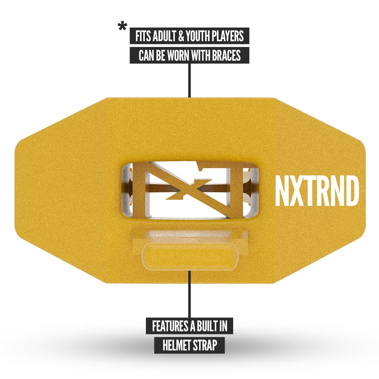 Nxtrnd Two Football Mouth Guard, Football Mouthpiece with Strap, Fits Adult & Youth (Gold)