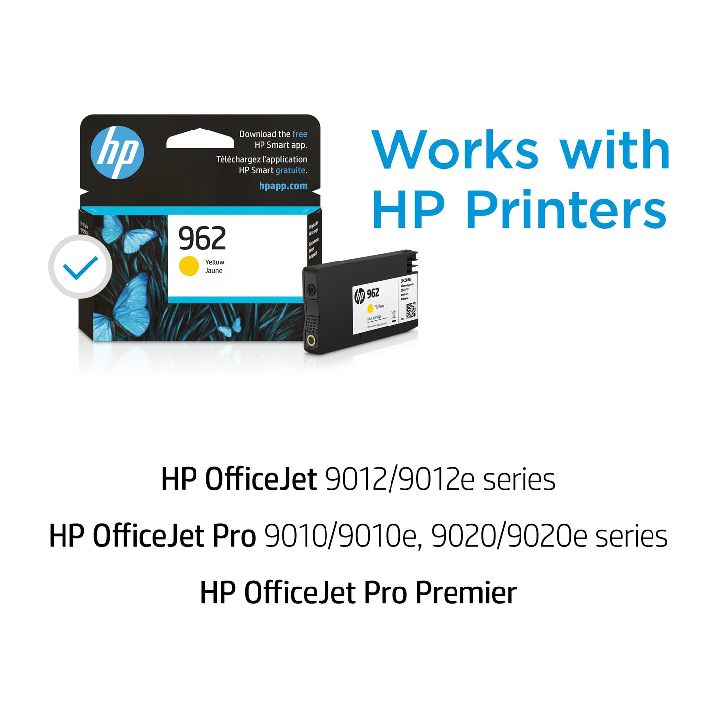 HP 962 Yellow Ink Cartridge | Works with HP OfficeJet 9010 Series, HP OfficeJet Pro 9010, 9020 Series | Eligible for Instant Ink | 3HZ98AN