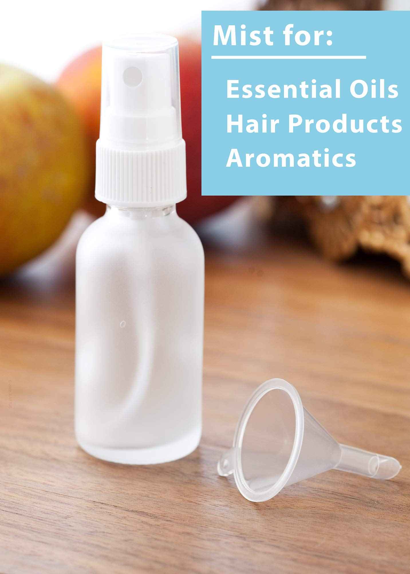 JUVITUS 2 oz Frosted Clear Glass Boston Round Bottle with White Fine Mist Spray (12 Pack)