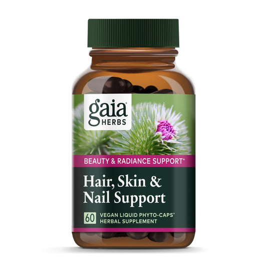Gaia Herbs Hair, Skin & Nail Support - Helps Promote Healthy Skin, Hair Growth & Nail Growth - with Horsetail, Alfalfa, Burdock, Gotu Kola & Nettle - 60 Vegan Liquid Phyto-Capsules (15-Day Supply)