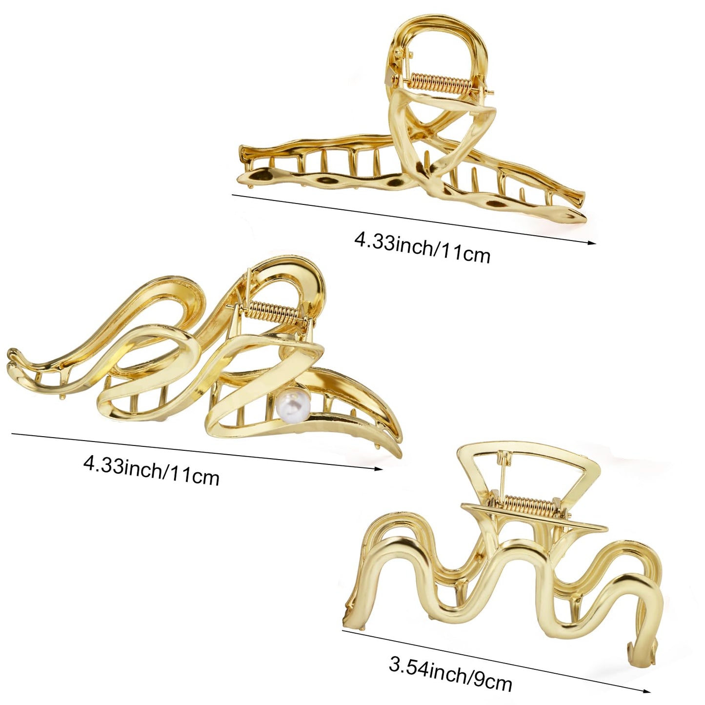 Mehayi 3 PCS Metal Large Hair Claw Clips for Thick Heavy Hair, Big Non-Slip Hair Catch Barrette Jaw Clamp, Strong Hold Claw Barrettes for Long Hair, Fashion Hair Styling Accessories for Women Girls