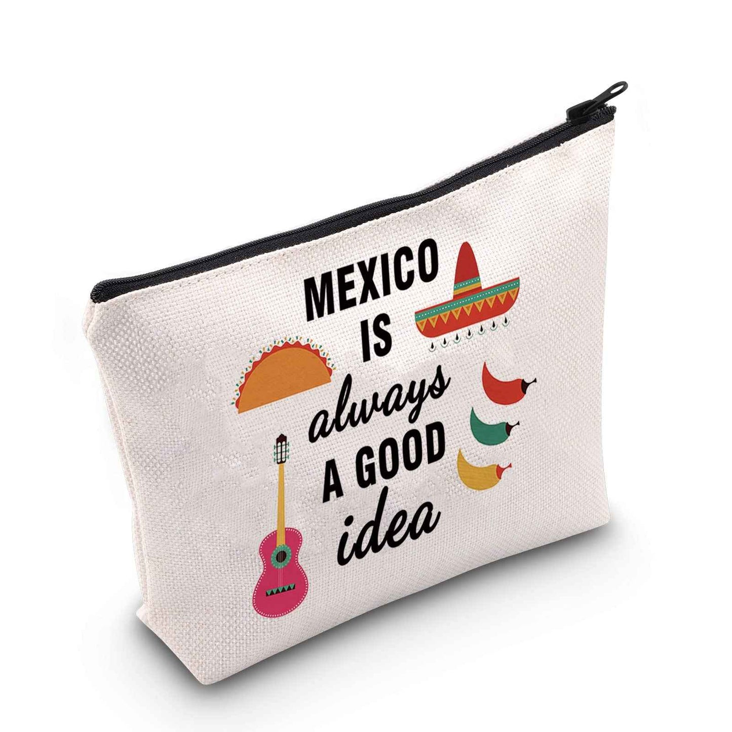 POFULL Mexico Bachelorette Party Gift Mexico Vacation Birthday Gift Mexico Is Always A Good Idea Zipper Makeup Bags Travel Toiletry Bag Accessories (Mexico Is Always A Good Idea bag)