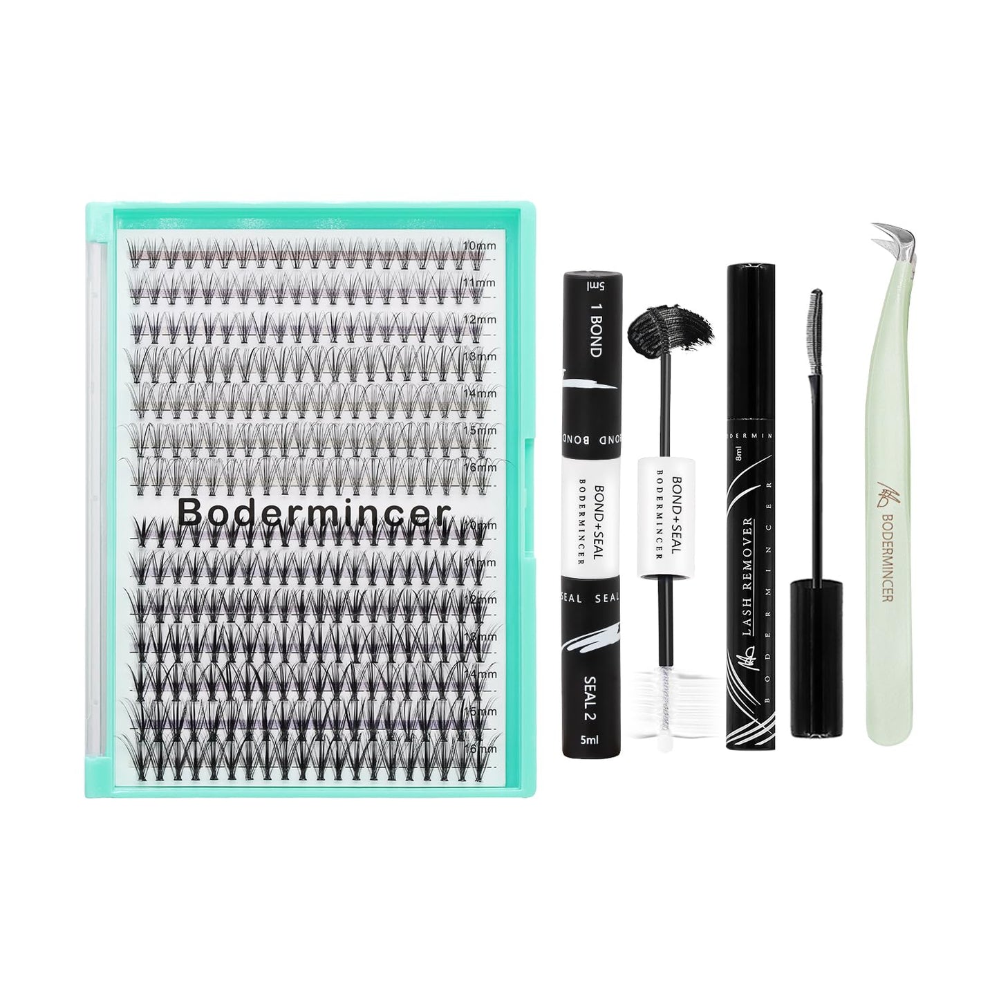 Bodermincer 10D+20D/20D+40D/40D+50D Mixed Lash Kits Cluster Eyelashes Lash Kit With Bond and Seal,Lash Remover,Lash Tweezers D Curl Individual Cluster (Lash Kit 10D+20D 10-11-12-13-14-15-16mm Mixed)