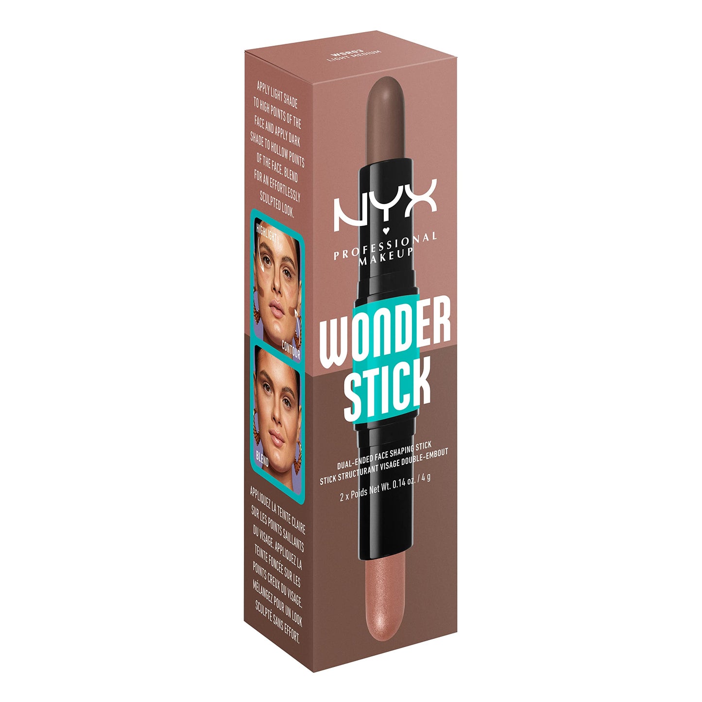 NYX PROFESSIONAL MAKEUP Wonder Stick, Face Shaping & Contouring Stick - Light Medium