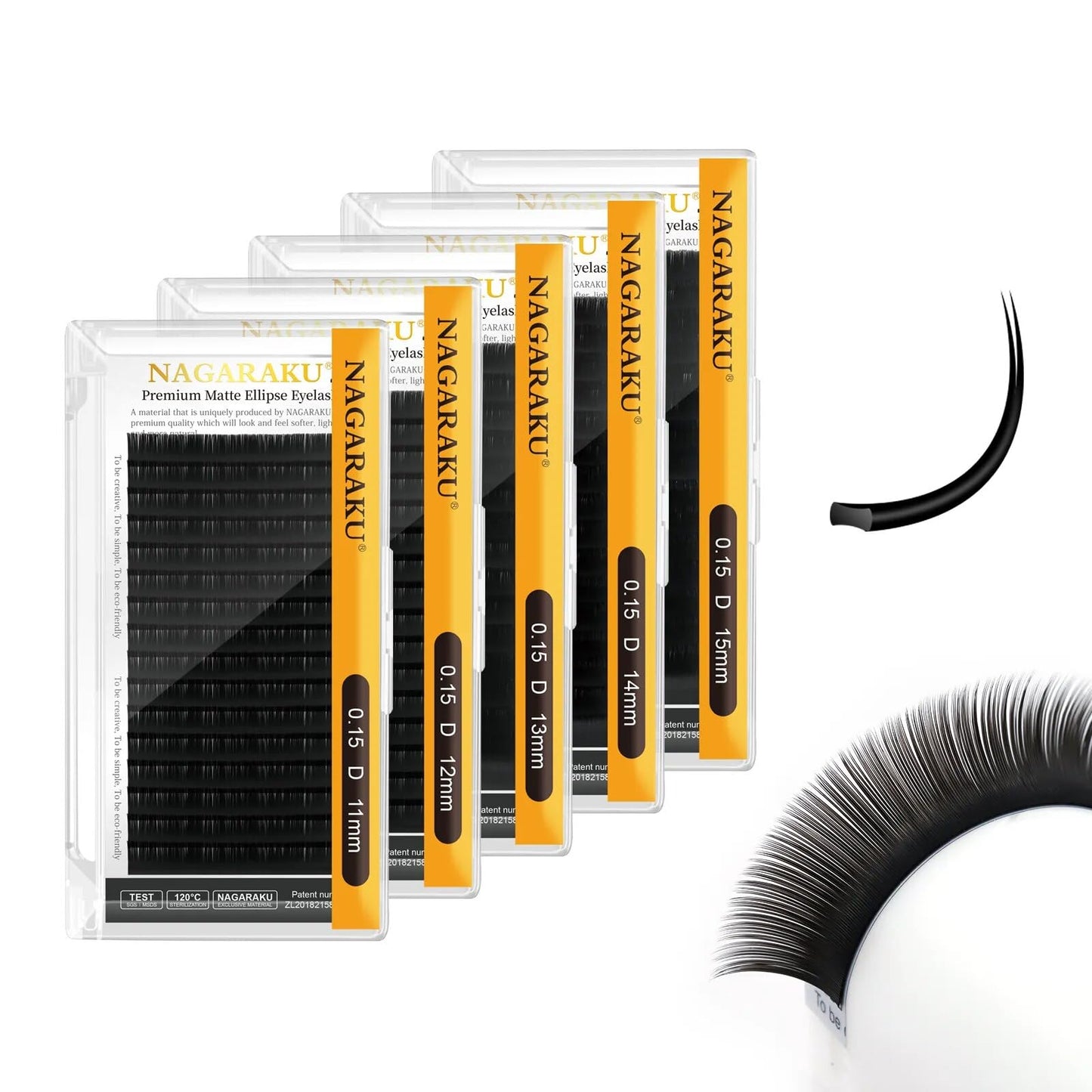 NAGARAKU Double Tips Ellipse Eyelash Extensions Lighter Thinner Split Tips Flat False Lashes 5 Trays in 1 Pack 0.15 D curl 11/12/13/14/15mm Soft Faux Mink Individual False Lash 16 Rows