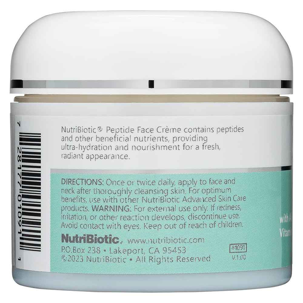 NutriBiotic – Peptide Face Creme with GSE, 2 Oz | Ultra-Hydrating | Collagen Synthesis Support | with Botanical Extracts & Oils & Vitamin E | Natural Fragrance & Paraben Free (Pack of 2)