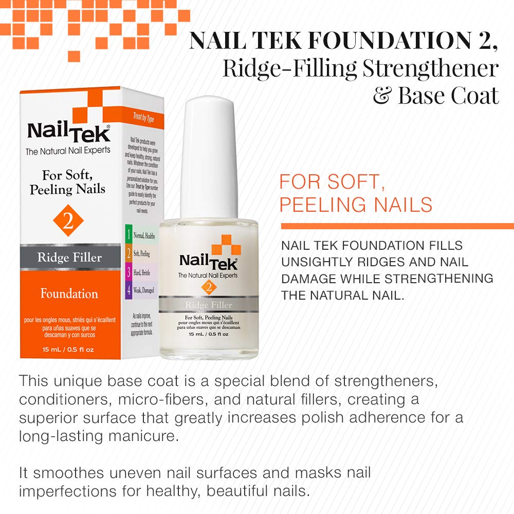 Nail Tek Treatments Intensive Therapy 2 | Nail Strengthener for Soft and Peeling Nails | Professional Refill | 4 Fl. Oz.