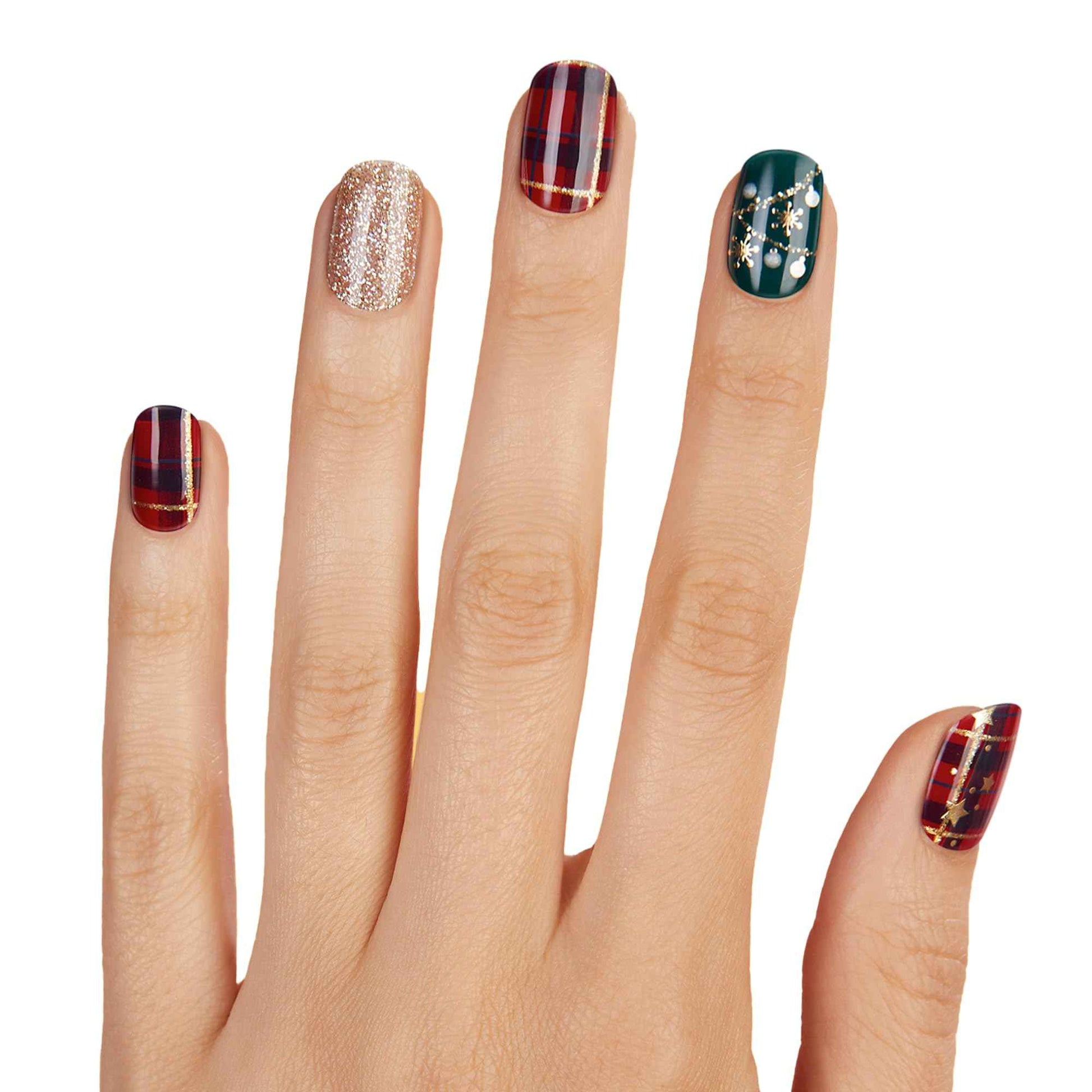 Dashing Diva Victorian Plaid Glaze Nail Strips - LED Compatible, Long Lasting, Chip Resistant, 32 Wraps, 2 Prep Pads, Nail File