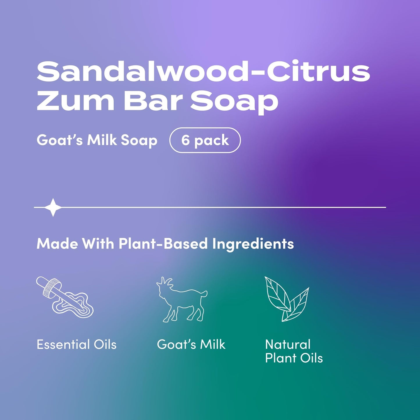 Indigo Wild Zum Goat's Milk Soap Bar - Bar Soap for Hands & Body Made with Essential Oils - 3 oz - Sandalwood-Citrus (6 Pack)