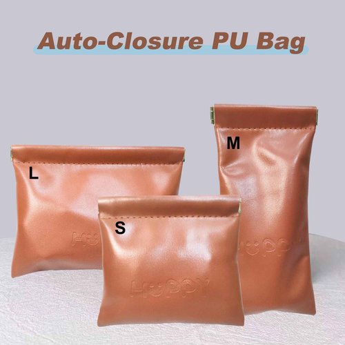 EAZINUJKY 5-Pack Auto-Closure PU Makeup Bags, Mini Portable Cosmetic Organizer with Snap Top, Travel Coin Purse & Lipstick Pouch for Women