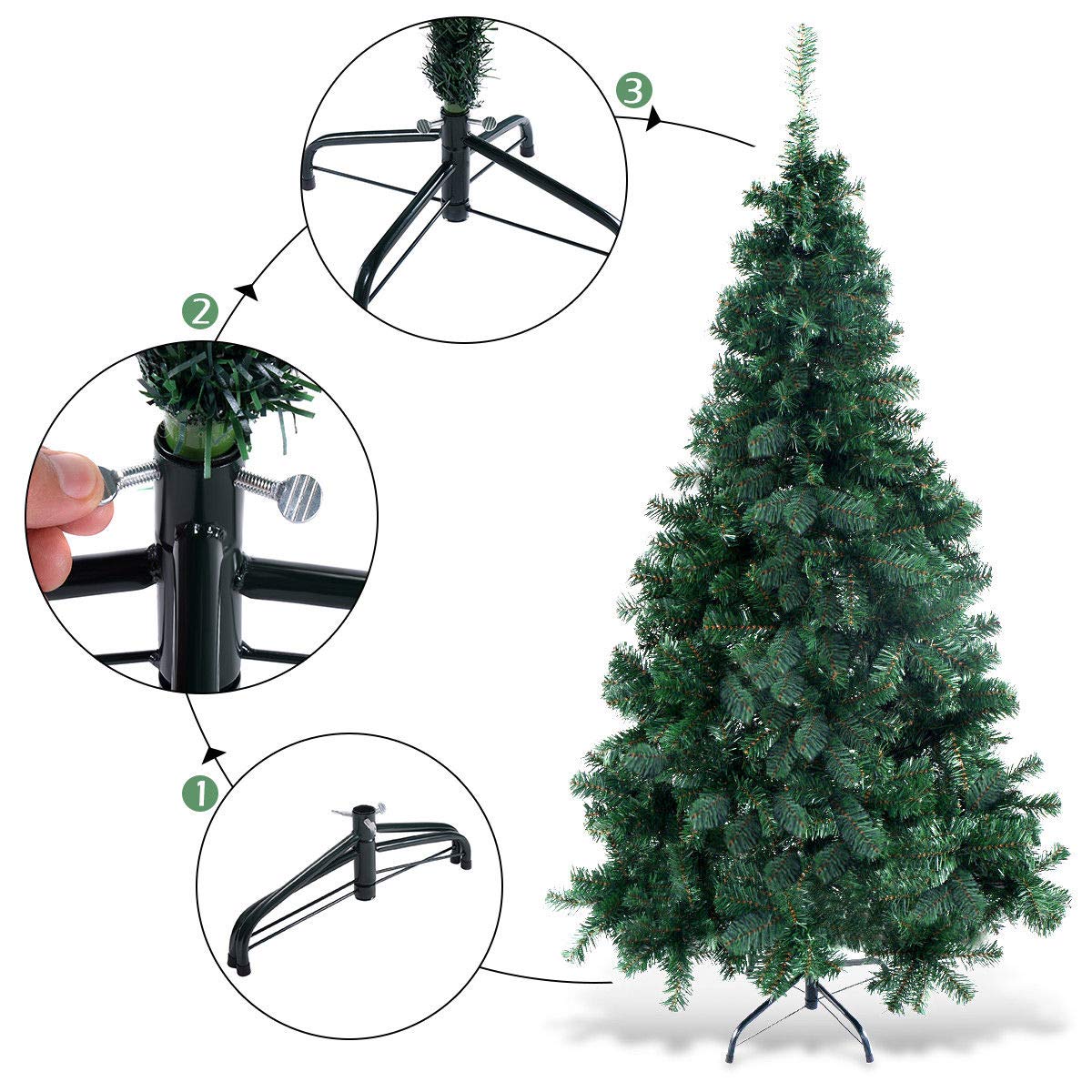 COSTWAY 6Ft Artificial PVC Christmas Tree W/Stand Holiday Season Indoor Outdoor Green