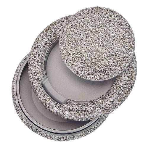 Bedazzled Metal Zyn Can | Divine Dose Rhinestone Metal Pouch Holder | Dual Compartment Aluminum Zyn Storage Tin | Lidden Container Storage Snus Can, Gift for Her (Silver)