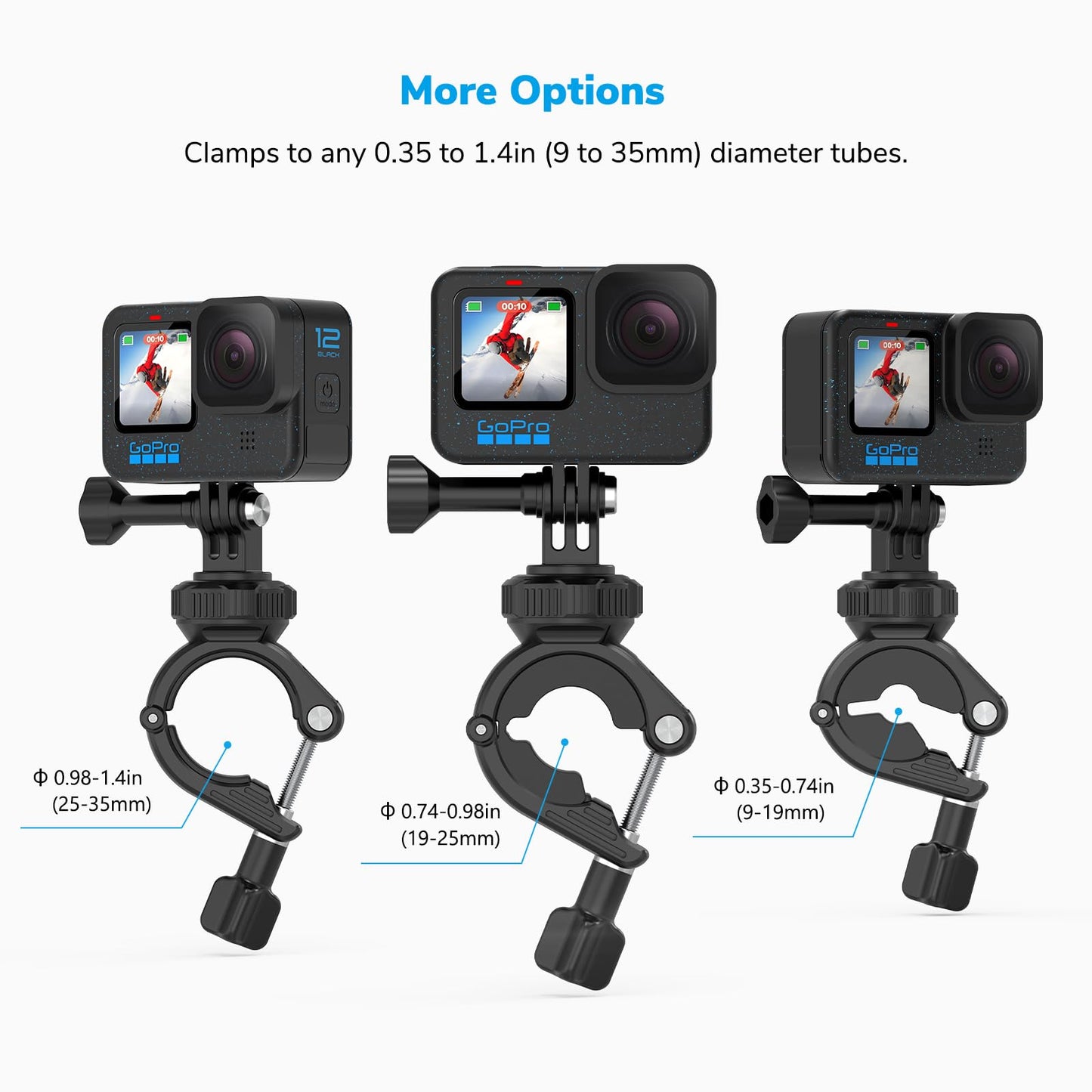 Sametop Handlebar Bike Pole Mount Motorcycle Clamp Mount Compatible with GoPro Hero 12 11 10 9 8 7 6 5 Session DJI Action Cameras - 360 Degree Rotation