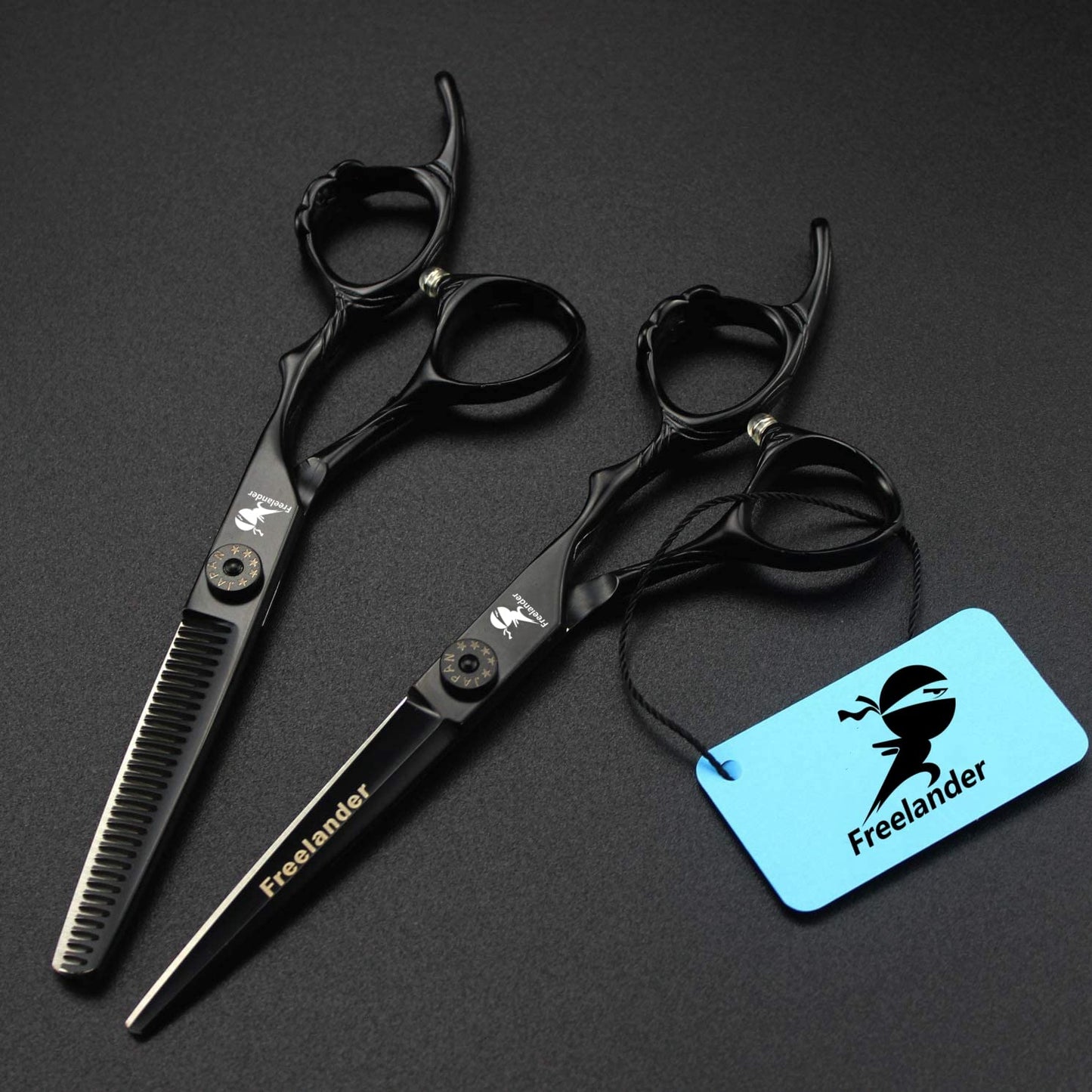 Hair Cutting Scissors, 6.0 Inch Black Professional Japan 440C Hair Cutting Shears - Salon Hair Blending/Thinning/Texturizing Scissor, Hand Sharpened