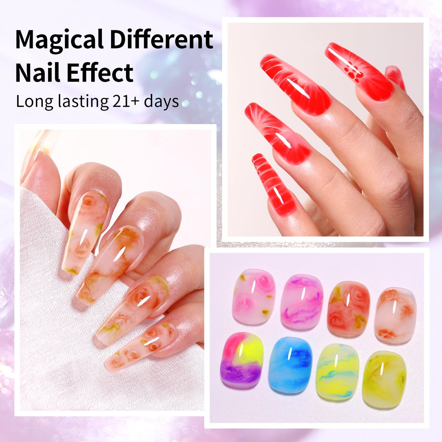 Firedeep Blooming Gel Nail Polish,16 ml Clear Nail Blooming Gel Polish Spreading Effects Nail Art Accessories for Floral Print Soak Off UV Gel 1Pcs