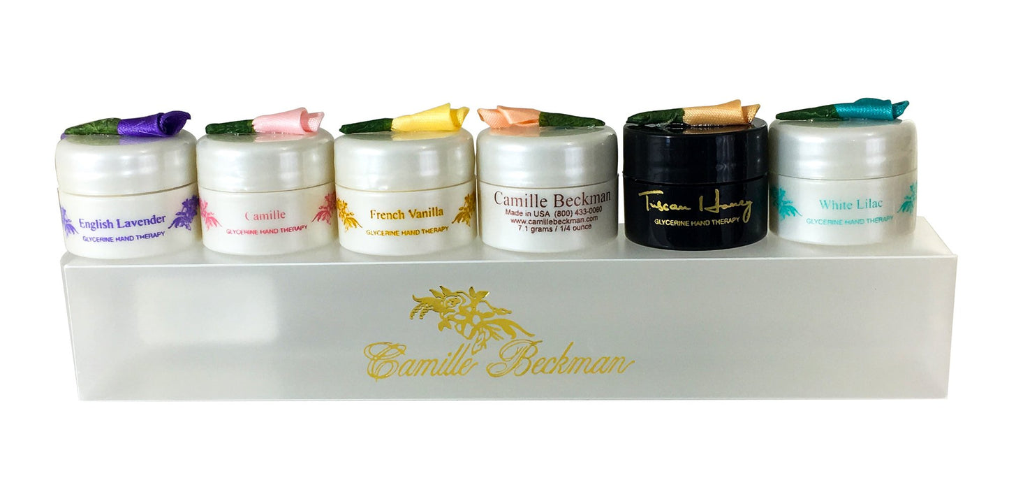 Camille Beckman Glycerine Hand Therapy Small Pot Travel or Gift Sampler, .25 Ounce Each Pot