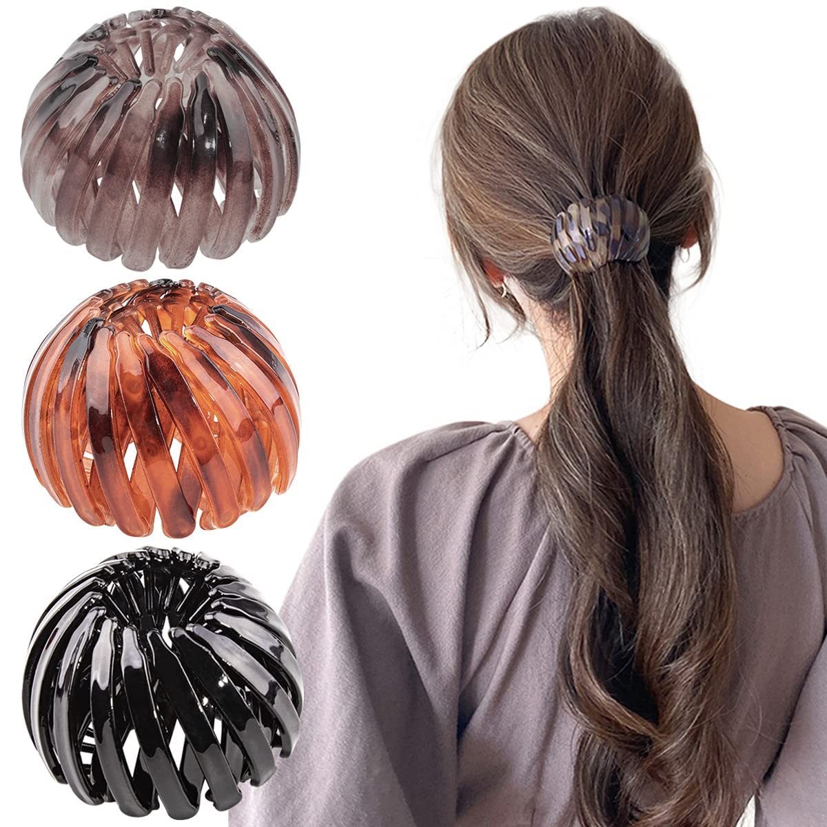 Aweoisa 3PCS Women's Bird Nest Magic Hair Clips and Bun Accessories