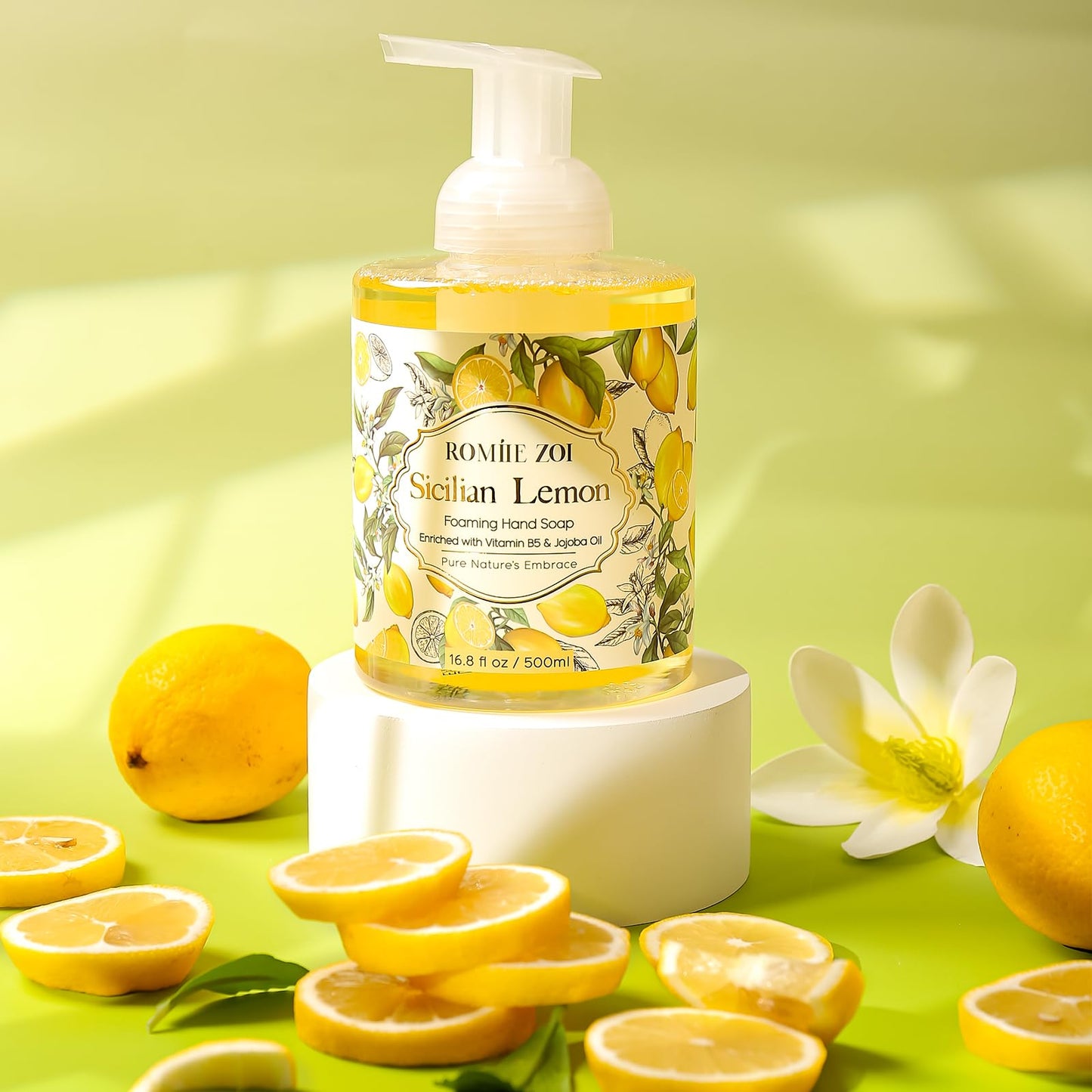 ROMIIE ZOI Foaming Hand Soap with Gift Box- Sicilian Lemon - Biodegradable Formula Moisture & Revitalize - 500ml/ 16.8oz