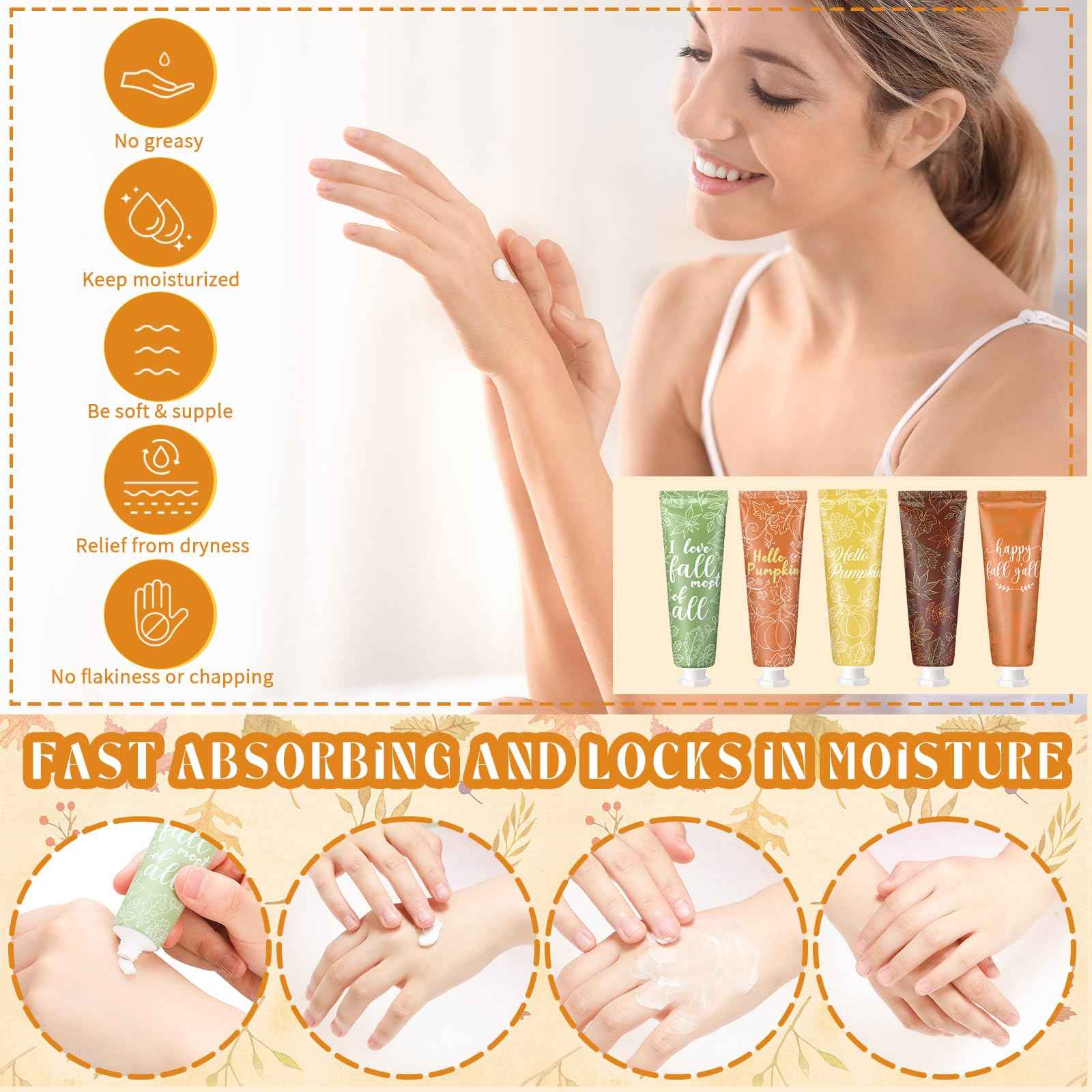 60 Pcs Thanksgiving Fall Hand Cream Bulk, Mini Pumpkin Lotion, 30ml Natural Botanical Fragrance Fall Lotion for Chapped Hands, Thanksgiving Favors, Employee Gifts, Baby Shower, Travel, Work, Team