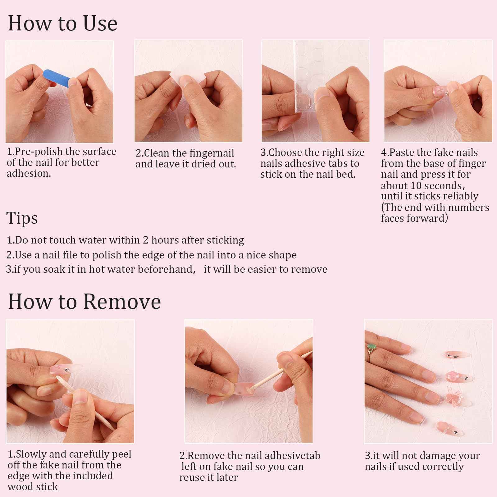 Handmade Long Acrylic Nail Tips, Pink Press on Nails with Full Covered Crystals, Fake Luxury Diamond Nails, Long Square False Nails, Gifts for Women, Reusable Stick On Nails 10Pcs,Hot pink Size M